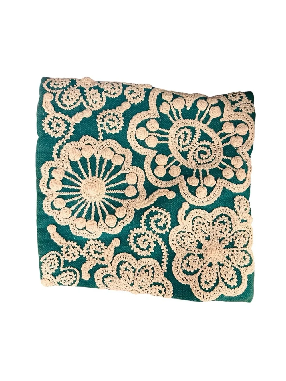Jenny Krauss Costilla Pillow Case Cover Wool Made In Peru Crotchet Floral